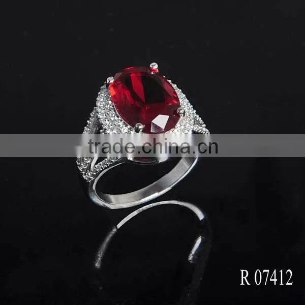 Fashion ring finger rings with red diamond for wedding ring / double rings