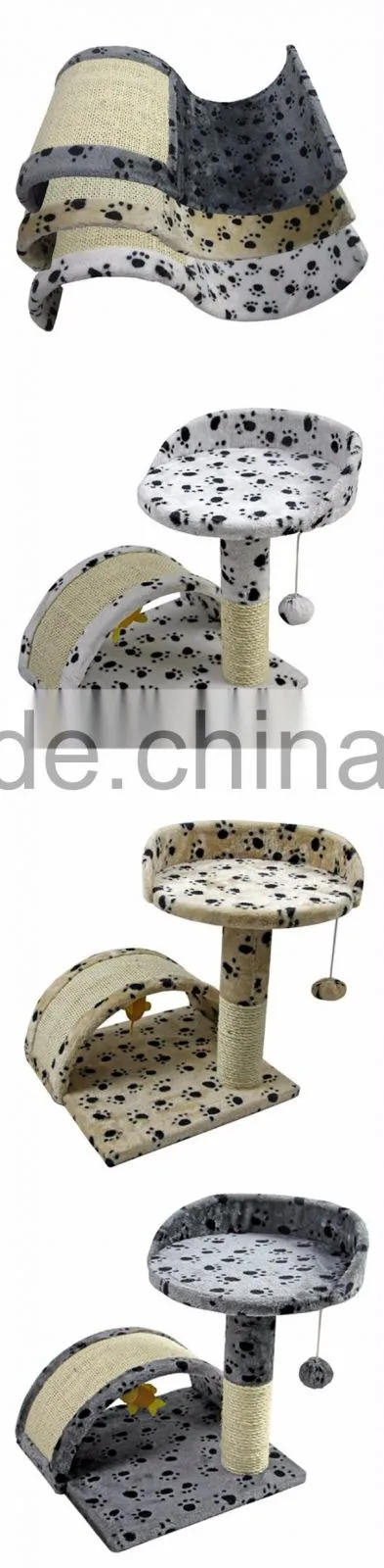 Paw Print Bungalow Cat Furniture Condo House Scratcher Multi Level Cat Activity Tree