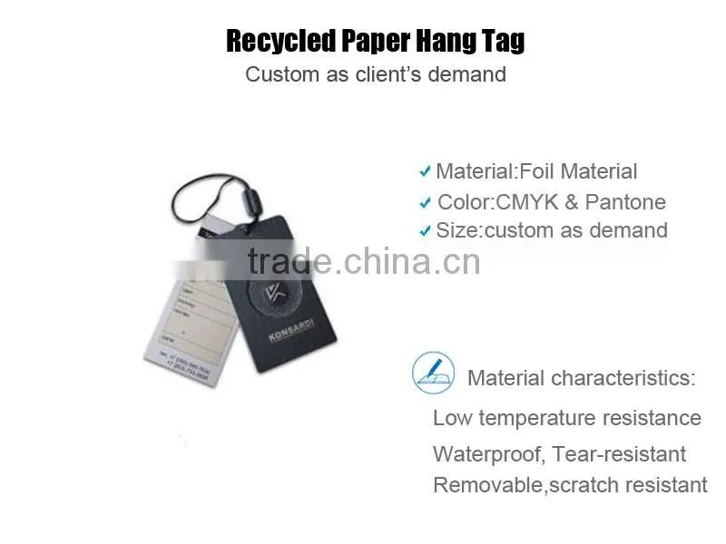 OEM Plastic Label Hang Recycled Paper Hang Tag Printing