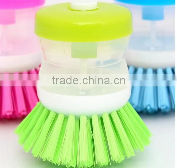 Kitchen Wash Tool Pot Dish Brush with Washing Up Liquid Soap Dispenser / plastic brush pot wash dish brush