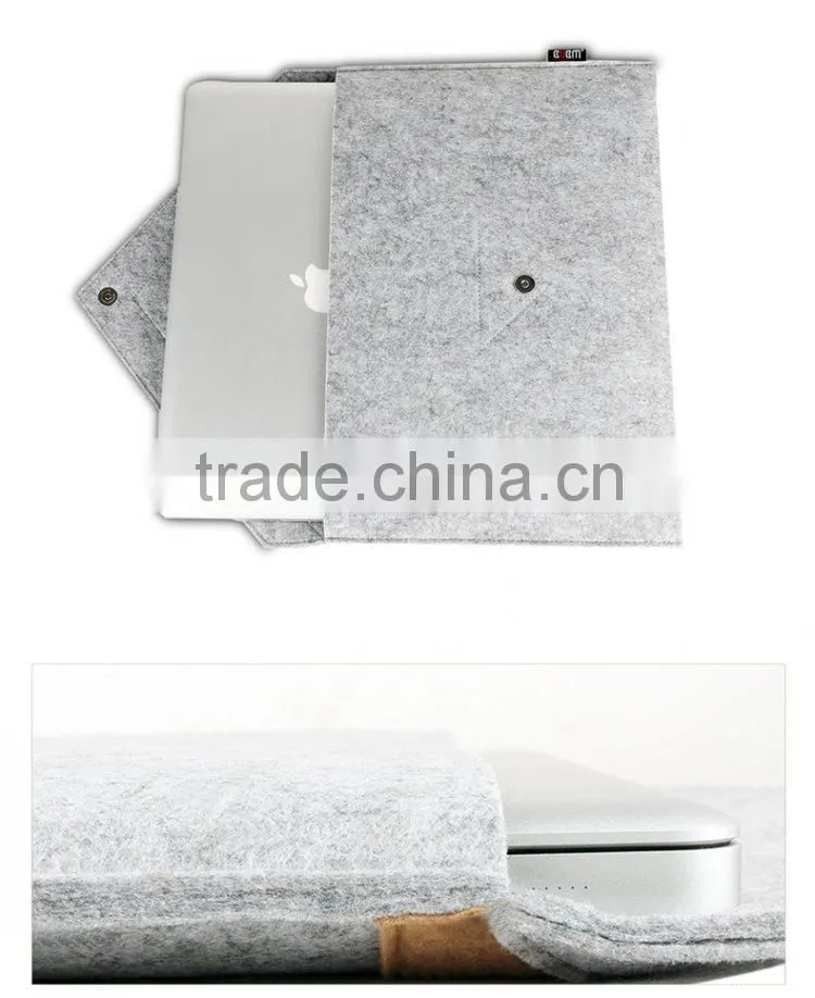 2015 BUBM Grey Pure Wool Felt Fabric Carrying 13 inch Computer Notebook Case Bag