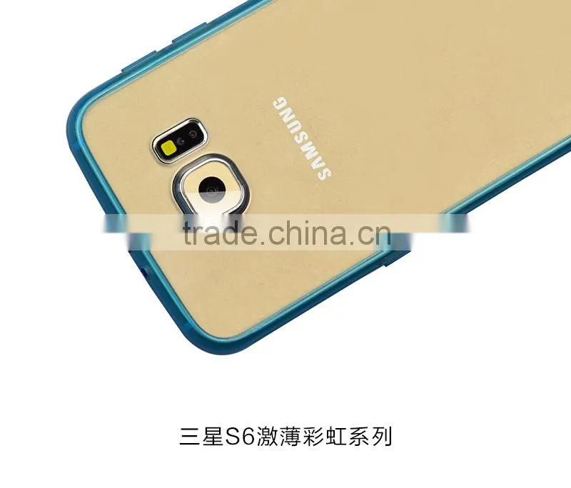 Hot transparent black 0.8MM thin PC+TPU phone cases for S6