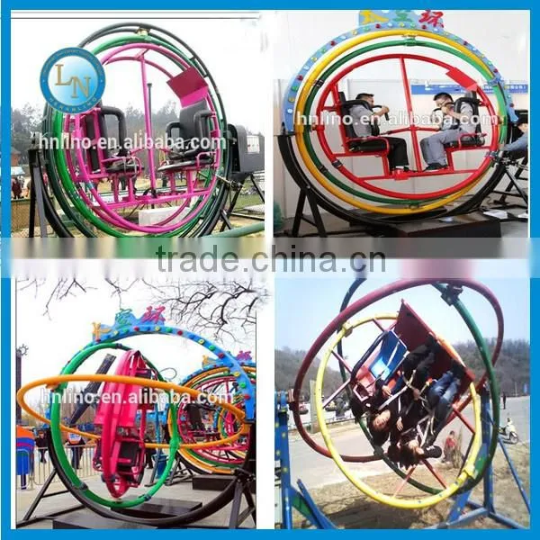 Theme park exercise equipment 3d space ring electric amusment human gyroscope ride for sale