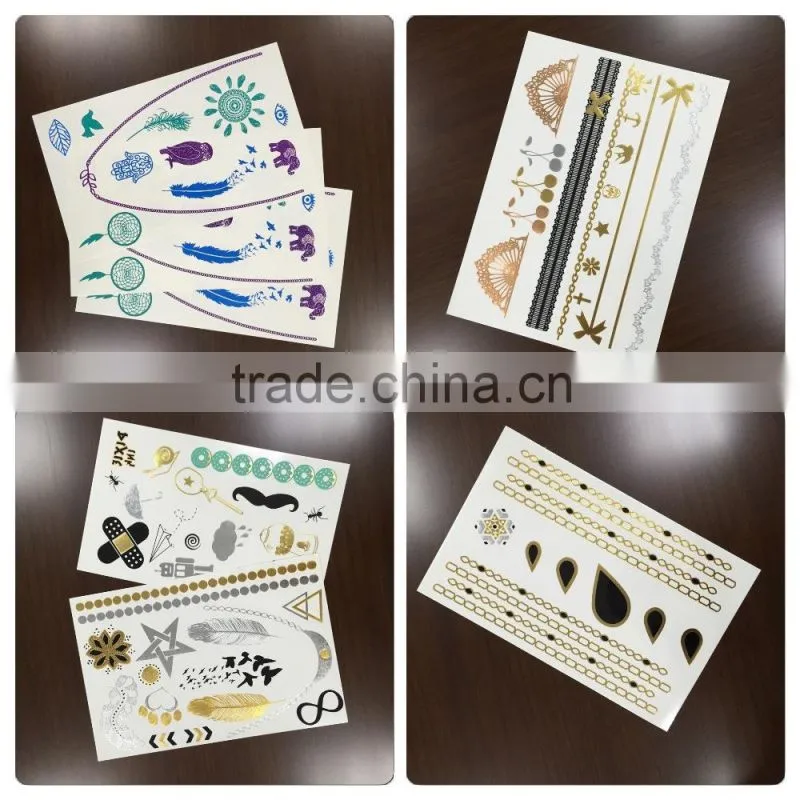 WMT096--Temporary Gold Foil Stock Tattoo Sticker