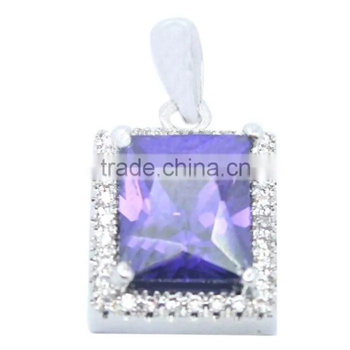 925 Sterling Silver Jewelry single stone pendant wholesale AAA Tanzanite pendant