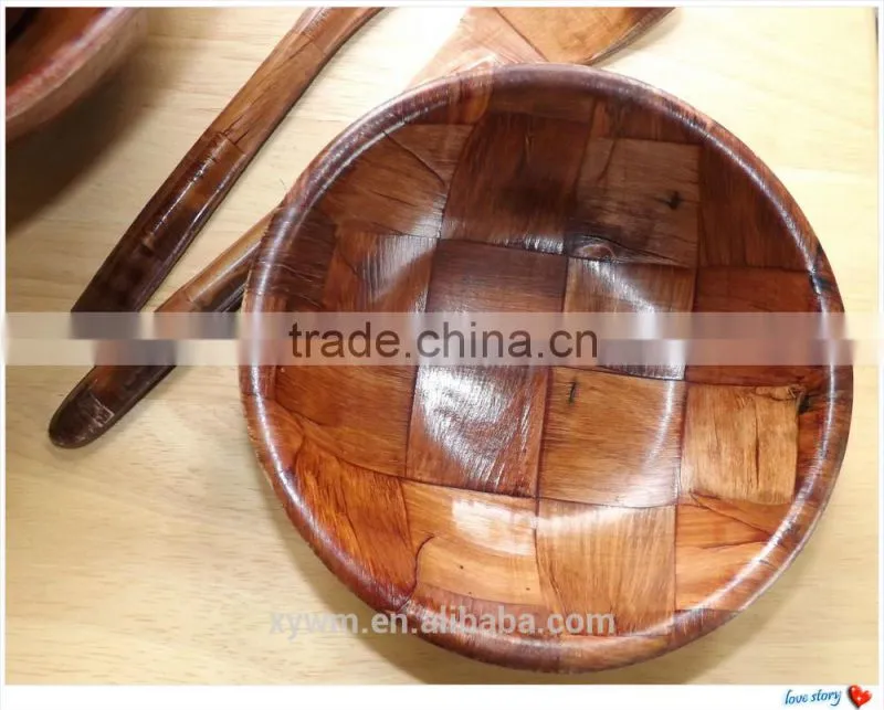 Vintage Woven Wood salad bowls--Jane