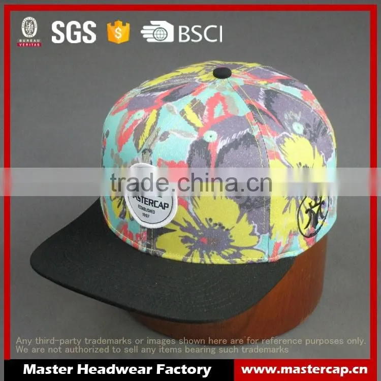 Customer high quality 6- panel snapback hat with woven lable