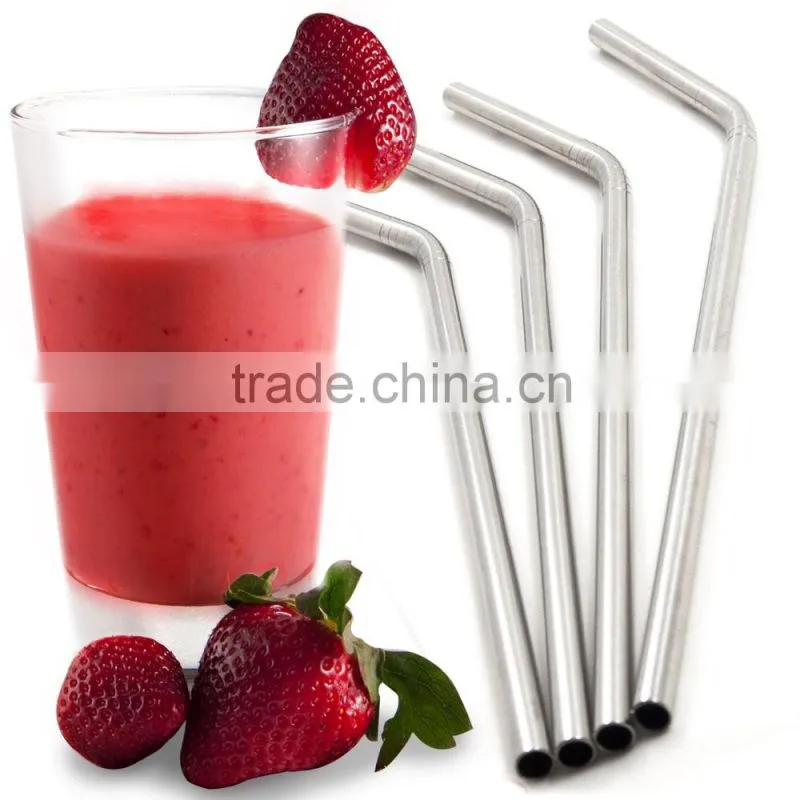 Hot Sale Stainless Steel straws for drink 6 Pcs with 2 Cleaner brush Cleaning Brush Included