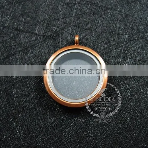30mm copper red vintage style alloy round photo locket vintage style fold photo locket pendant charm 1110025