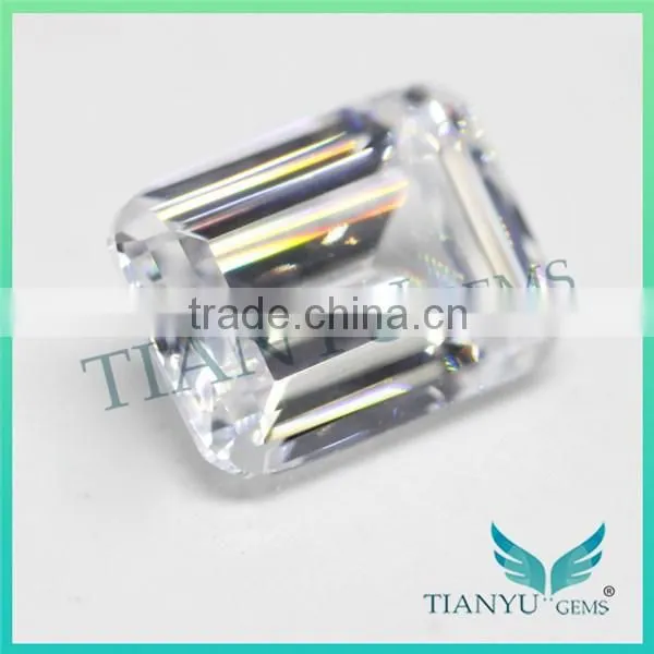 Free Sample Wholesale Synthetic Zircon Gemstone Emerald Cut White Cubic Zirconia Jewelry