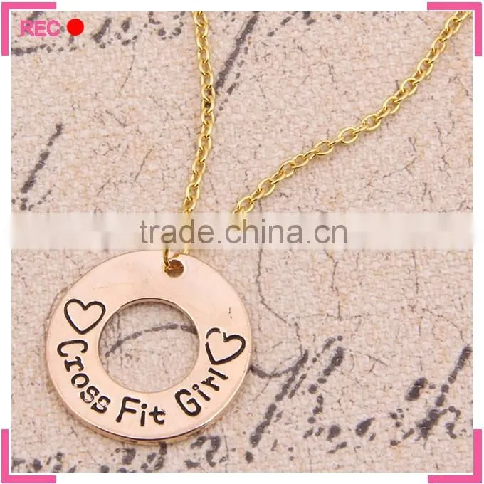 Personalized name necklace cross fit girl, circle imitation gold chain necklace