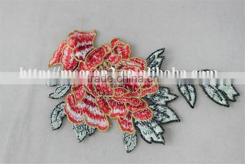 hot sales large sew on patches embroidery christmas patch rose pattern for dress