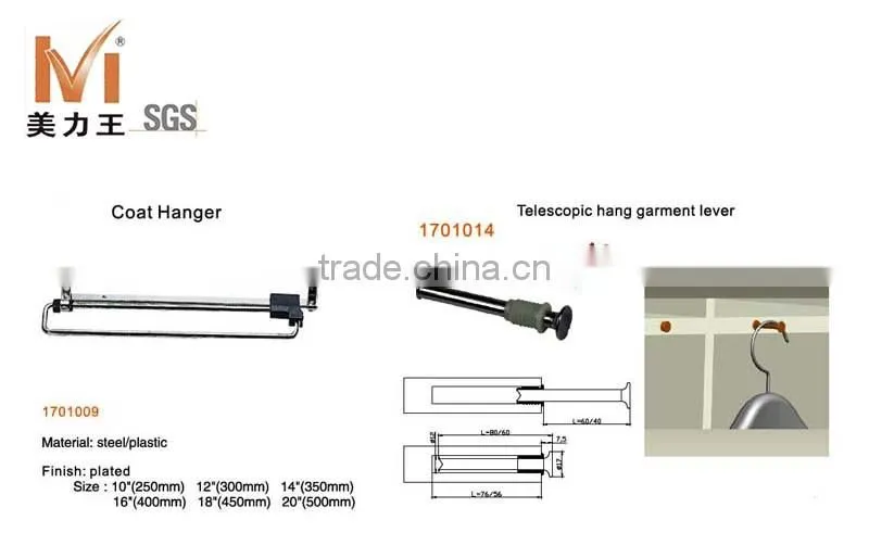 MLW finish plated steel and plastic coat hanger