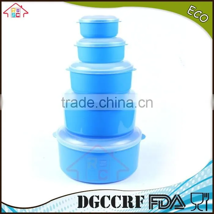 NBRSC 5 Pcs plastic round food container set nested packing set with handle