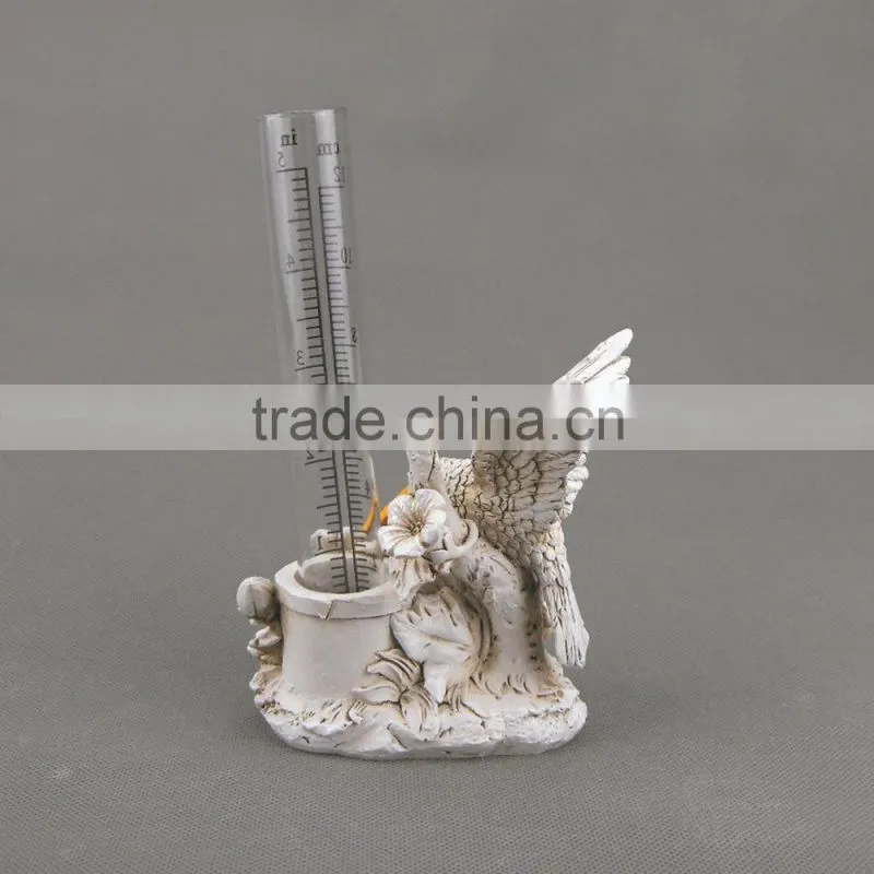 White Wholesale Polyresin Bird Figurines with Flowers