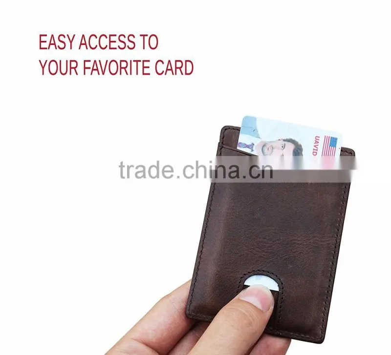 TIANHOOO Slim Card Sleeve Top Quality Italian Leather Ultra Thin Card Holder Minimalist Front Pocket Wallet for Men