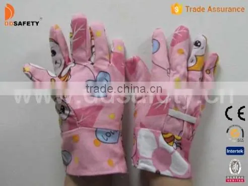Red Cute Partten Cotton Kid Gardening Working Safety Gloves