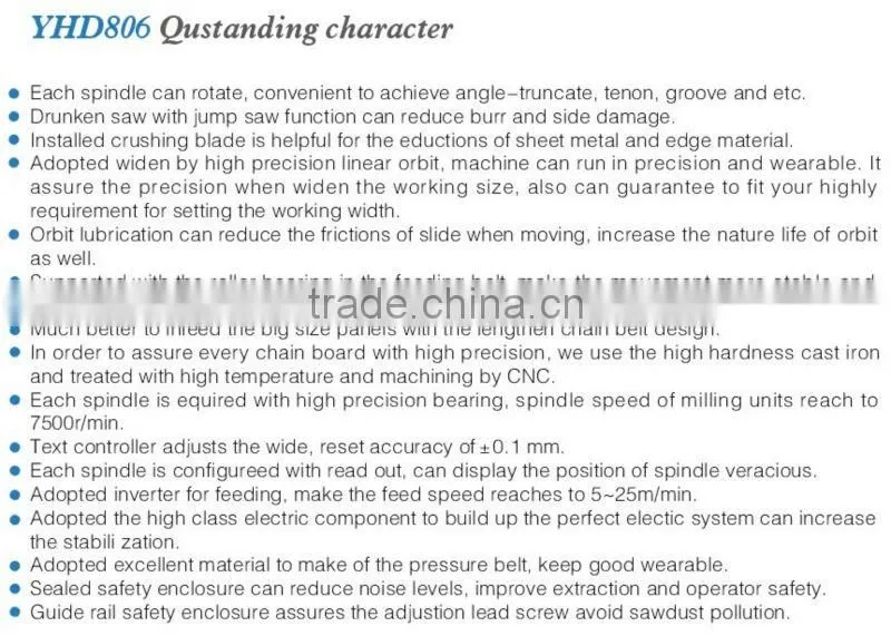 EUROPEAN QUALITY CE Double end tenoner milling mahcine YHD806