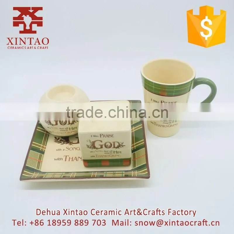 Fine square ceramic candle holder for Thanks Giving Day