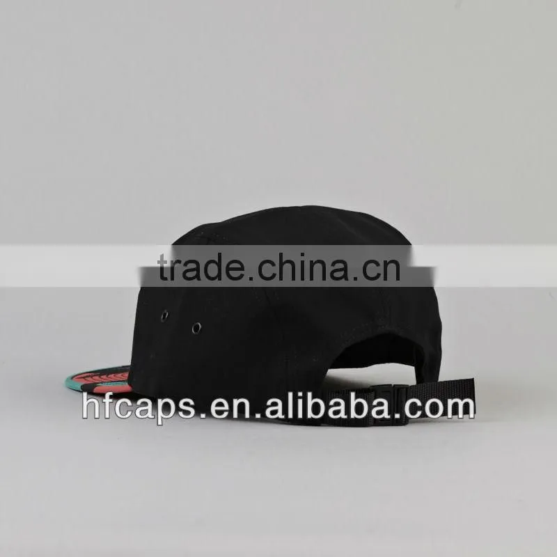 Wholesale black custom flat bill blank snapback hats 5 panel