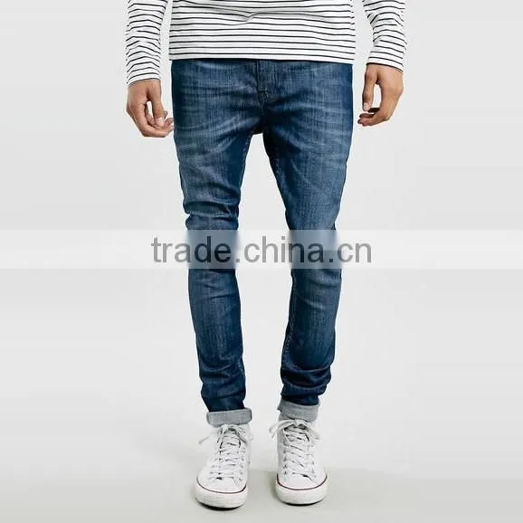 blue washed plain slim fit skinny jeans men factory manufacturers