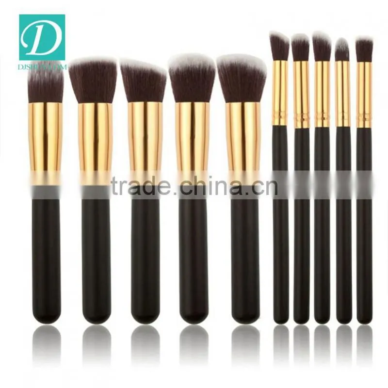 Black Wood Oval Handle Makeup Brushes