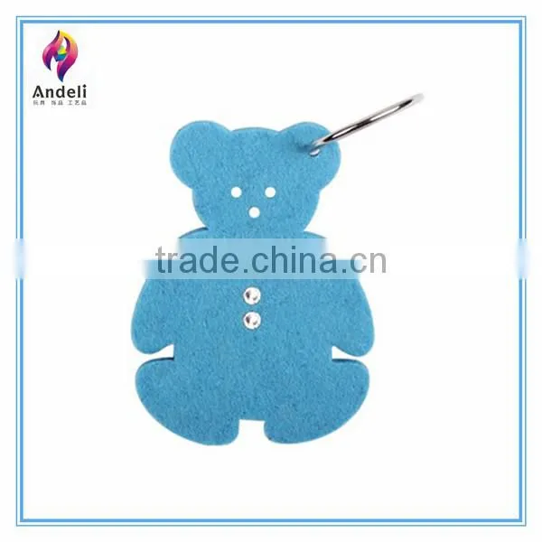 Blue Bug Felt Keychain grey With Cats pattern