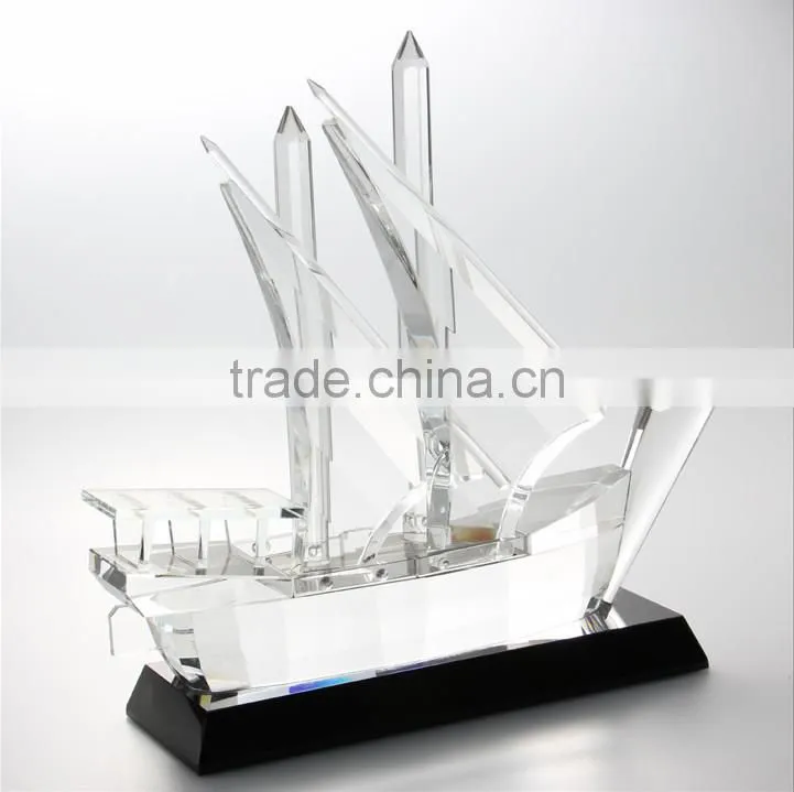 Noble Customized Made Crystal aircraft model for led base With Logo and Text Engraved Free