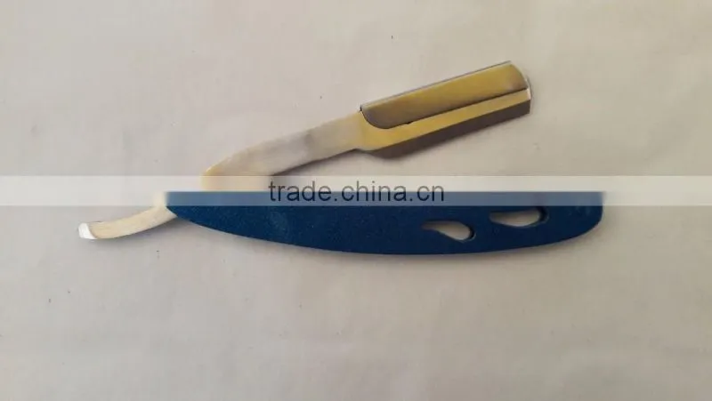 Professional Barbers shaving razors with blue handle stainless steel