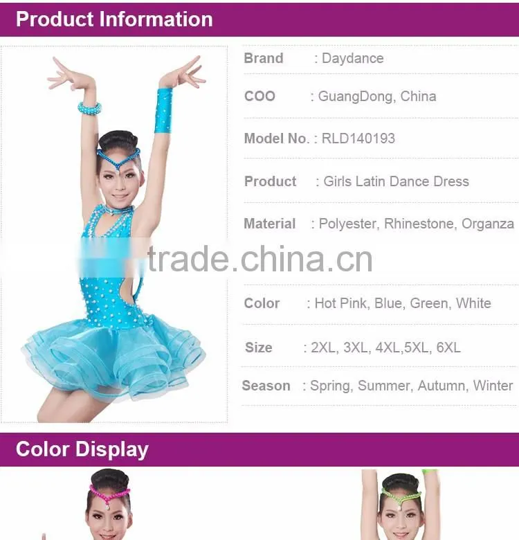 Girls Fancy Dress Costumes Sexy Backless Bling Ballroom Latin Dress For Kids