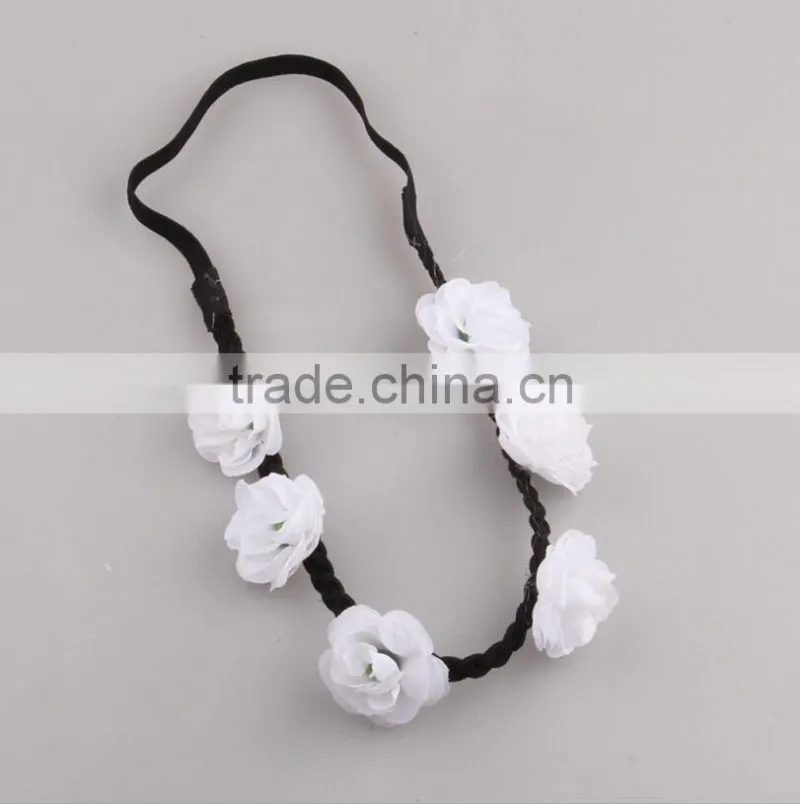 Creamy White Flower Rose Ribbon Half Crown Headband Princess Crown Headband Girls Crown Headband