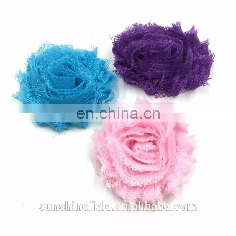 2Inch solid shabby chiffon flower frayed shabby chic flowers,shabby rose trim,lovely rosette chiffon shabby flowers