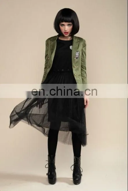 Academy style fashion design badge embroidered mini suit coat for ladies