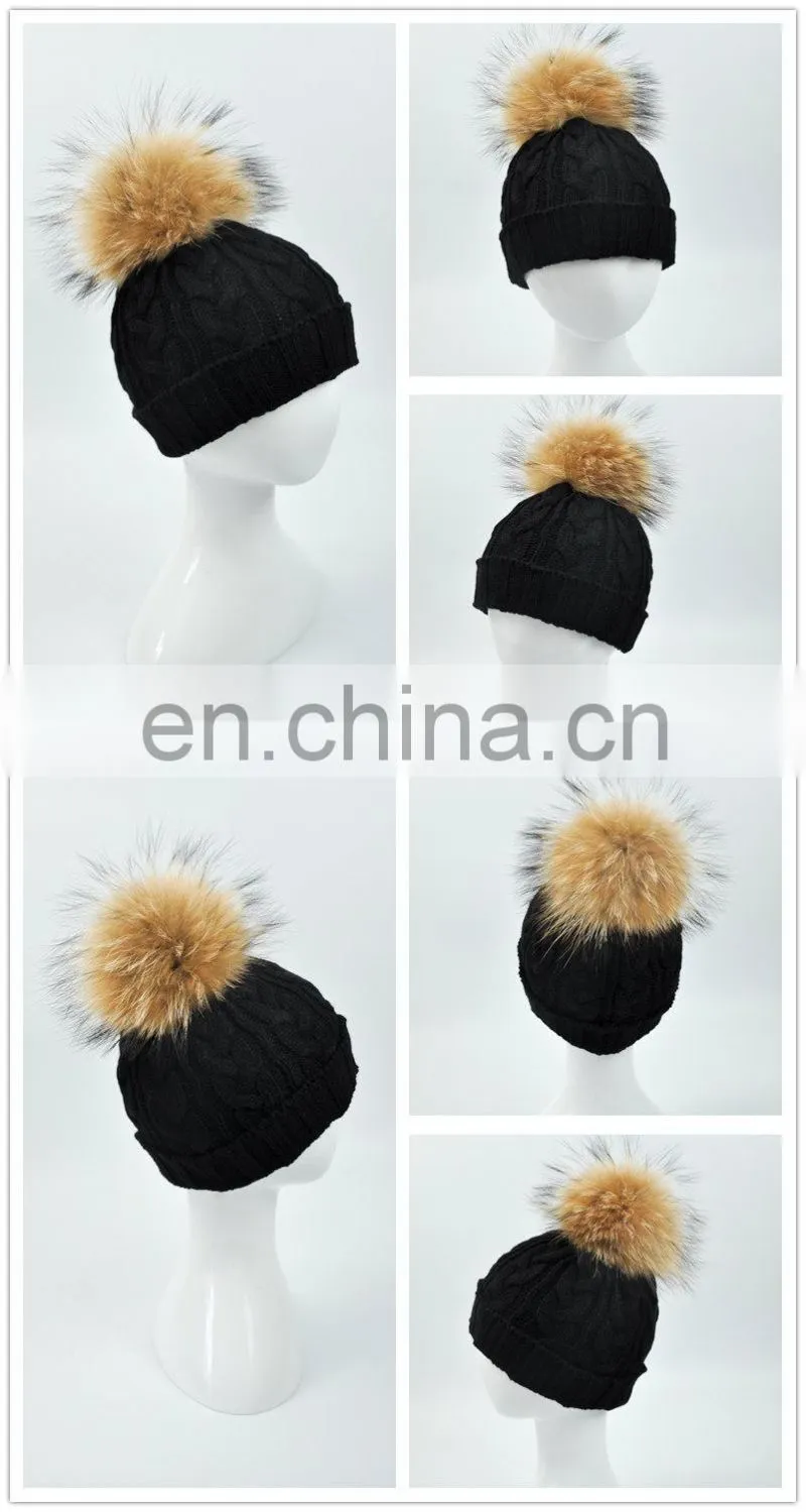 2016 Fashion Design Hot Sale Winter Hat with Cute Fur Pom Kids Beanie