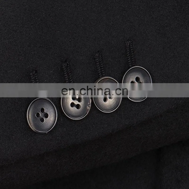 European Style of Men's Wool Blend Coat Slim Fit Double Breasted Middle Long Fashion Winter mens with wool collar