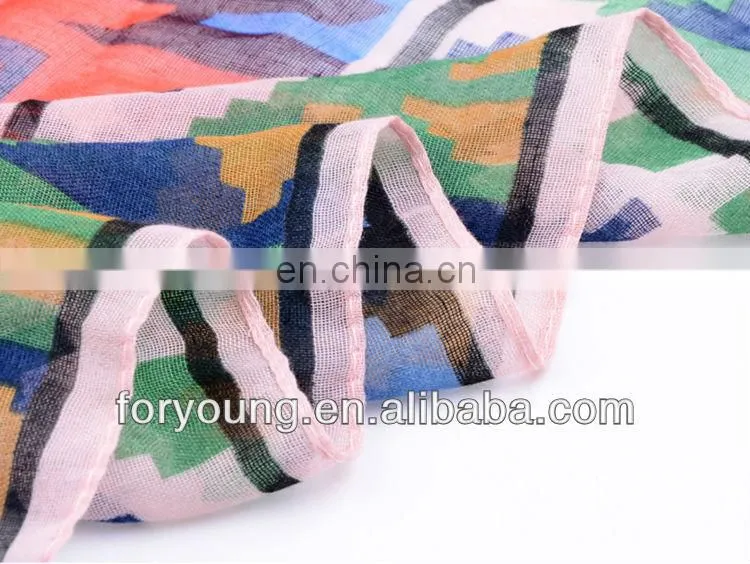 geometric figures design printed polyester scarf