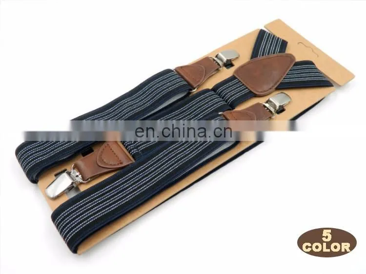 Fashion brand 3 clips men's suspenders adult striped suspenders