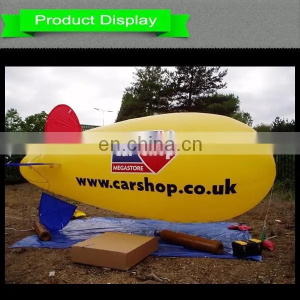 Yellow rc blimp, commercial helium airship, outdoor inflatable zeppelin