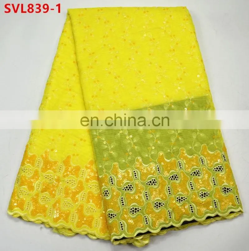2017 Top quality sequin lace fabric swiss lace 100% cotton fabric lace fabric african