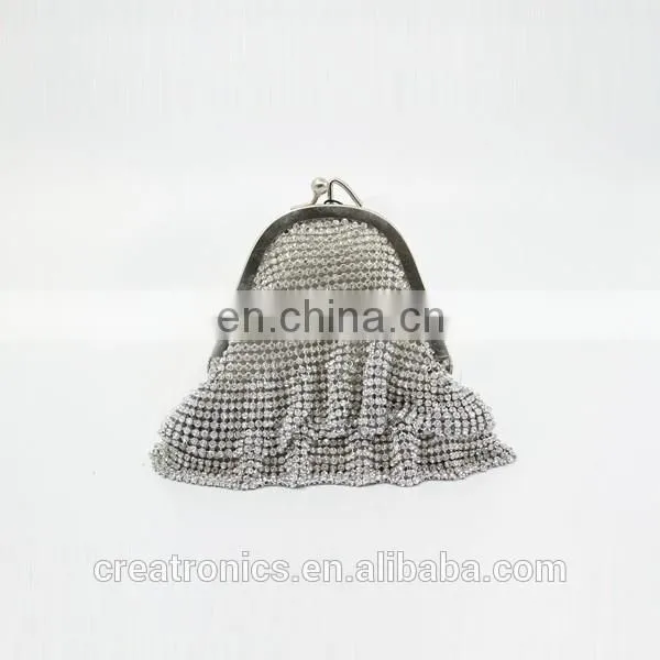 CR Korean designer developed shining diamonds surface skirt design metal frame fancy elegant indian clutch purses wholesale