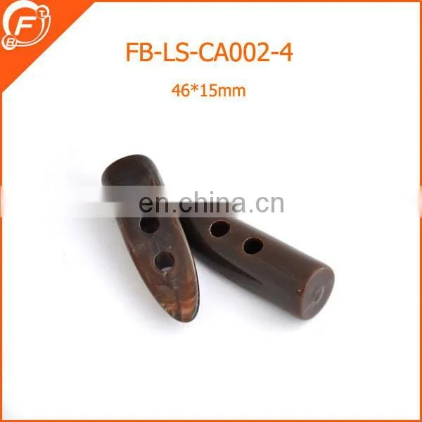 plastic acrylic horn toggle button for coat garments
