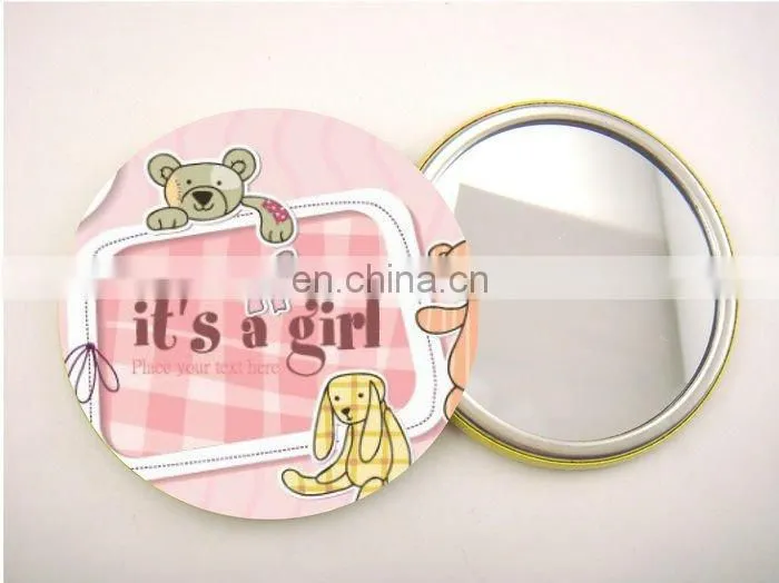 new cheap product fancy personaized portable compact one-way pocket round metal mirror
