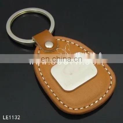 Custom PU leather keychain with printing your logo metal keyring