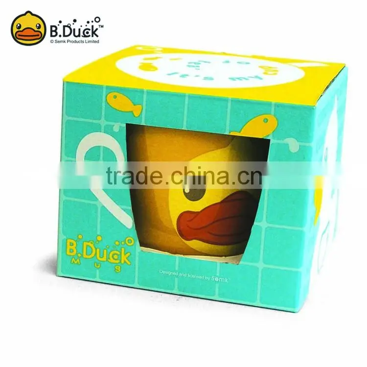 Wholesale cute duck animal design enamel porcelain ceramic material coffee mug