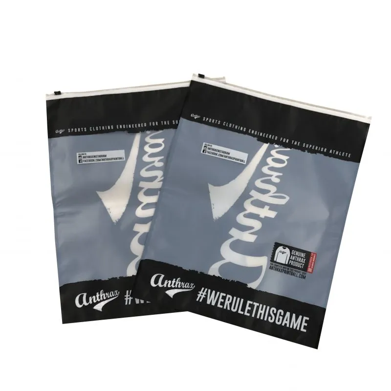 Custom Logo Printed Plastic Apparel Clothes Packaging Bag With Slide Zipper Matte Transparent Clothing Package Bags