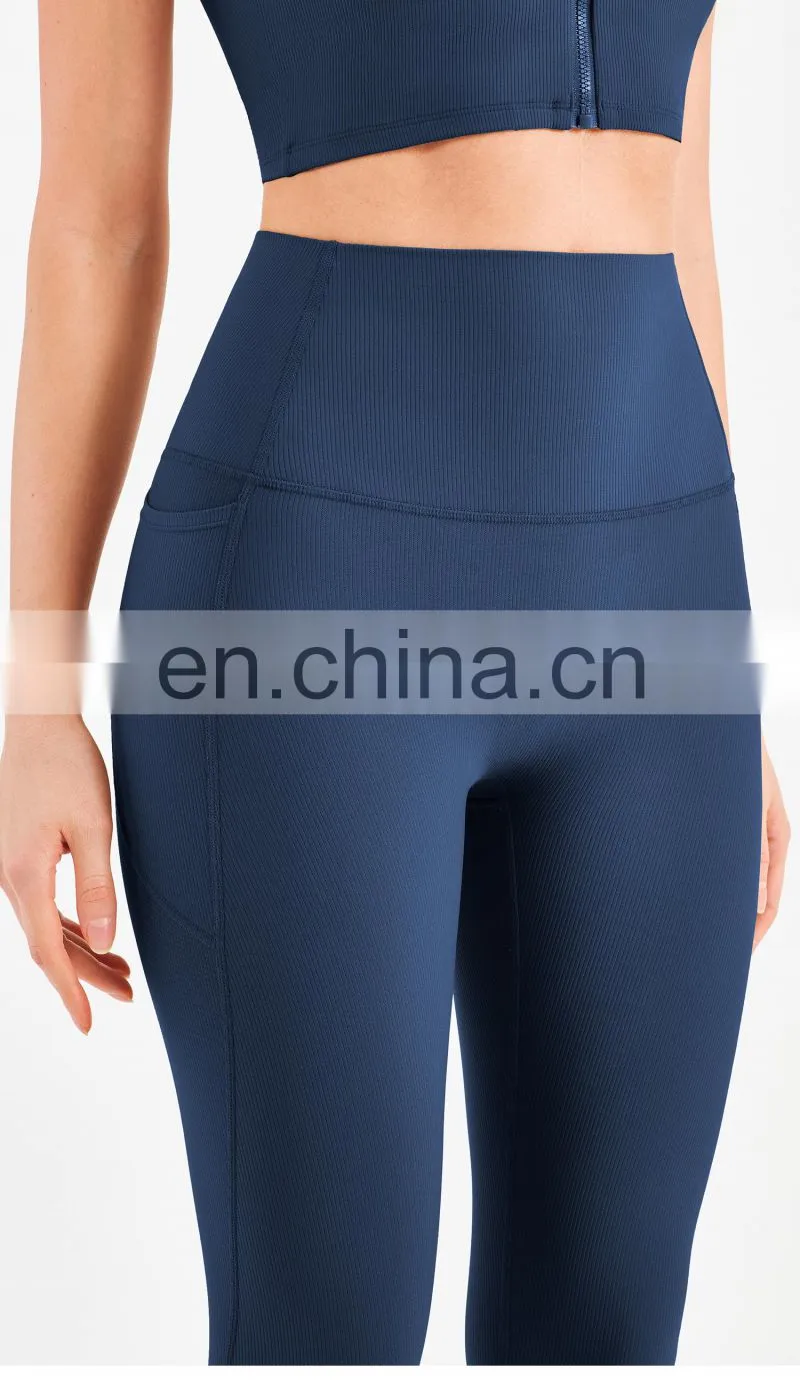 Ribbed High Waisted Leggings Without T Line Gym Outfit Scrunch Butt Yoga Pants Women
