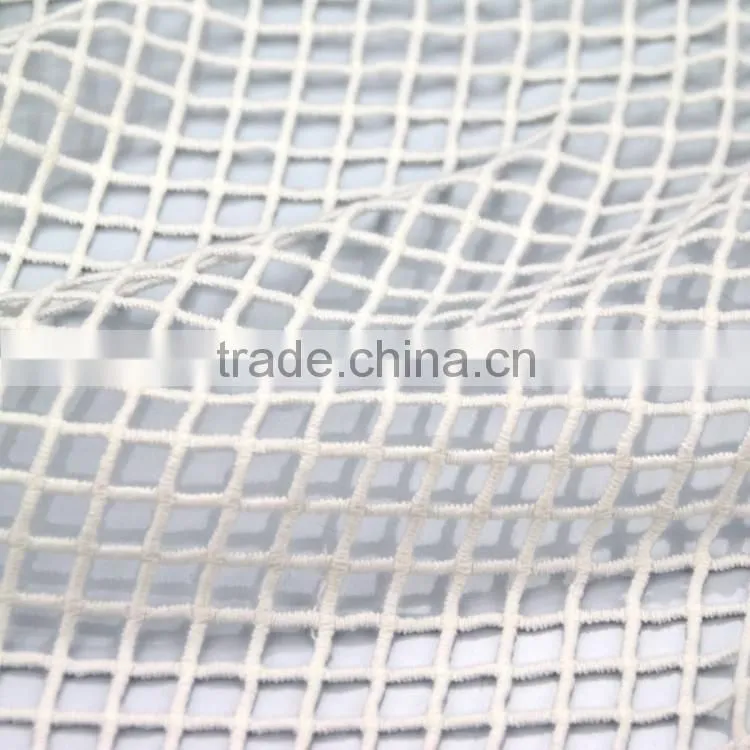 Top quantity new product polyester chevilled silk plaid white lace fabric decoration for lady clothing