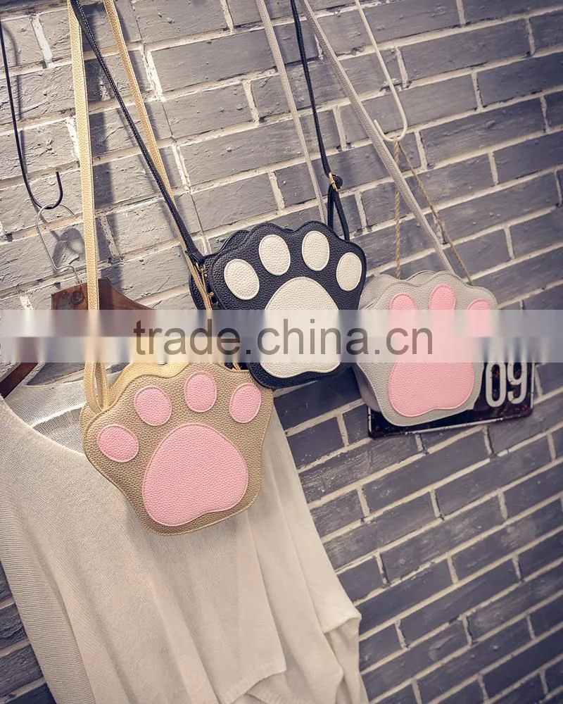 PU shoulder cross body handbags purses ladies bags footprint women bag