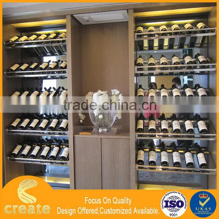 Modern Red wooden design displaying wall showcase for wine stand for home & bar