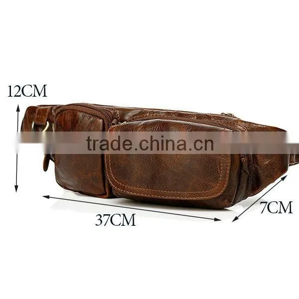 Perfect top grain leather satchel waist bag men Mens Chest Bag Runners Belt Travel Pouch